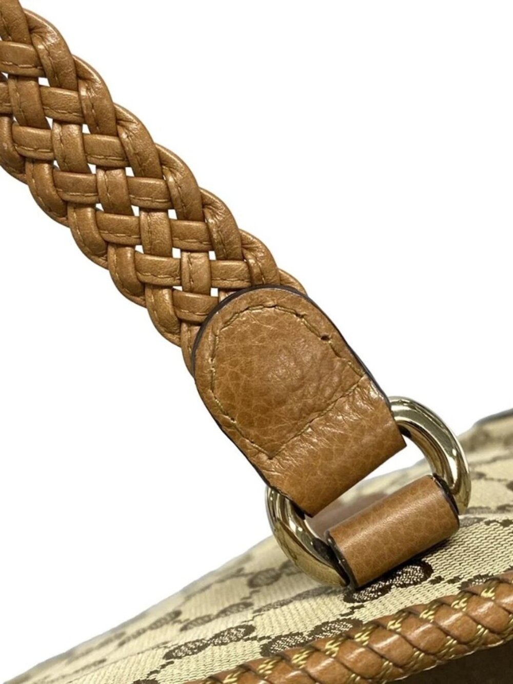 GUCCI Marrakech 295326 Dark Brown Beige Light Brown Jacquard Leather Tote Bag - Picture 9 of 15